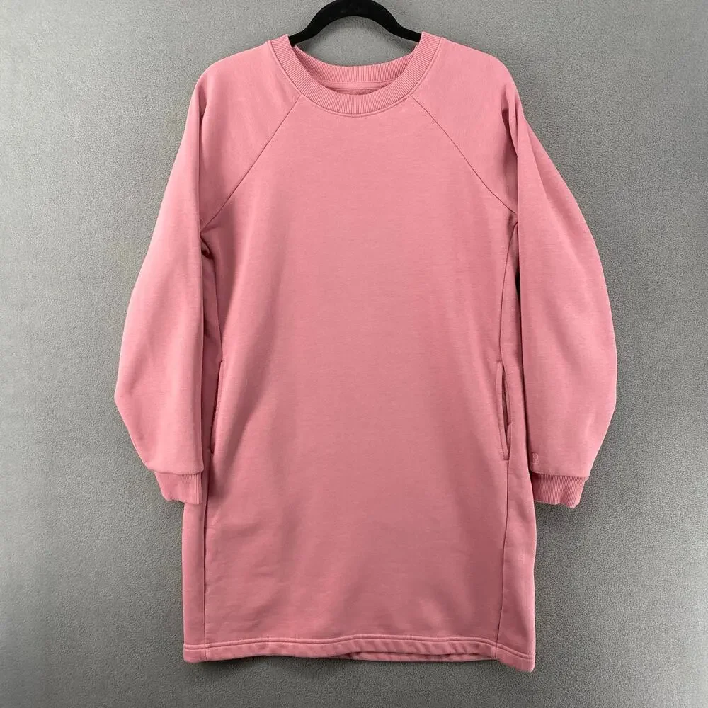 Pact Organic Cotton Blend Crew Neck Pullover Tunic Sweatshirt Womens M Pockets - Picture 1 of 15